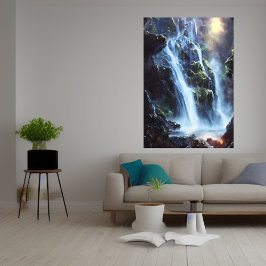 Herrlicher Wasserfall im Wald | Art der AI Poster