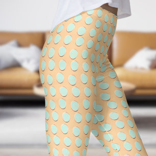 Herrliches Blau und Burlywood Polka Dot Pattern Leggings