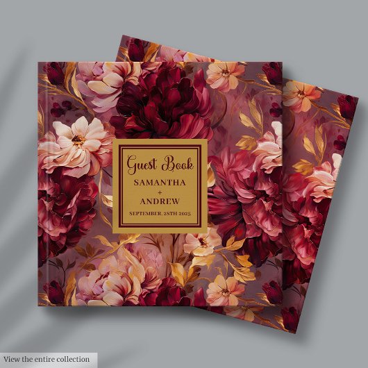 Herrliches Blush Burgundy Gold Wedding Gästebuch