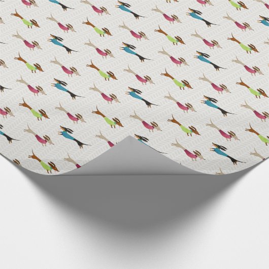 Herrliches Dackel-Muster Geschenkpapier (Ecke)