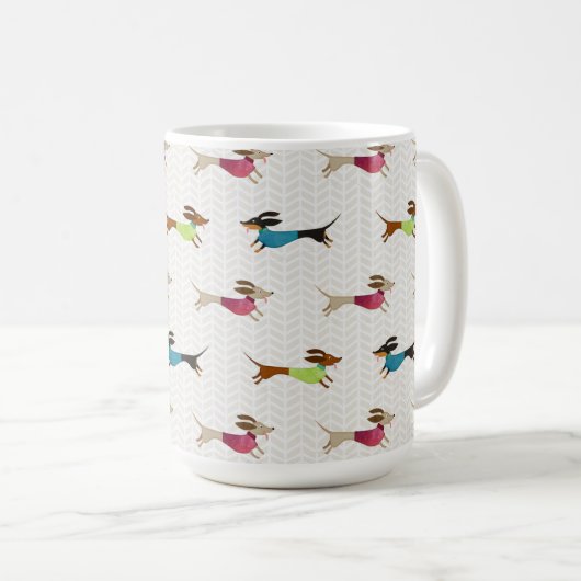 Herrliches Dackel-Muster Kaffeetasse (VorderseiteRechts)