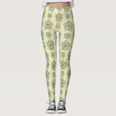 Herrliches Gelb- und Schwarzmandelmuster Leggings (Vorderseite)