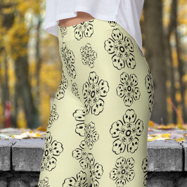 Herrliches Gelb- und Schwarzmandelmuster Leggings