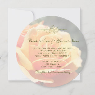 Herrliches Gelbrosa-Blume Hochzeitsheirat Party Einladung