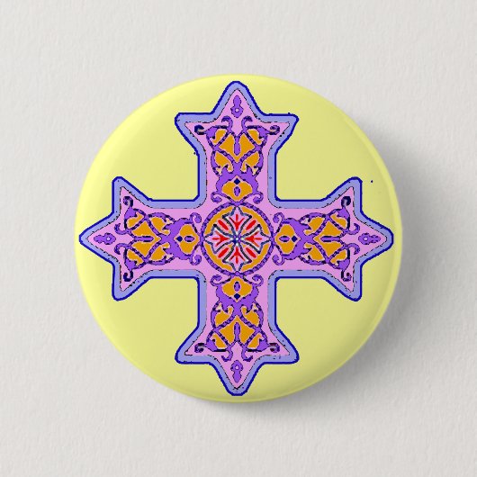 Herrliches koptisches Pastellkreuz Button (Vorderseite)