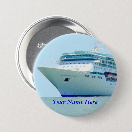 Herrliches Kreuzfahrt-Schiffs-Namen-Abzeichen Button (Vorne & Hinten)