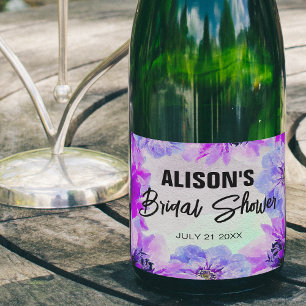 Herrliches Lila Brautparty von Wasserfarben Schaumweinetikett