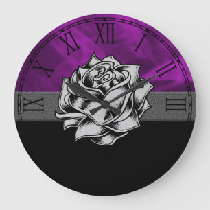 Herrliches lila Rosegrunge-Geschenk Große Wanduhr