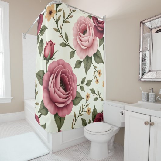 Herrliches Oversifiziertes Rosa und Burgund Duschvorhang (Beispiel)