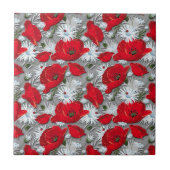 Herrliches rotes Mohnblumensommer-Blumenmuster Fliese (Vorderseite)