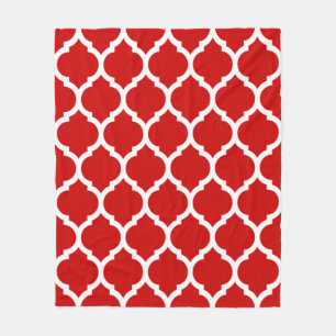 Herrliches rotes und weißes marokkanisches Vierpas Fleecedecke