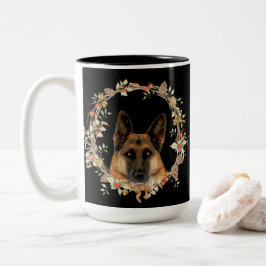 Herrliches Schäferhund-Weihnachten Zweifarbige Tasse