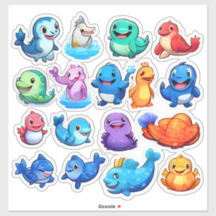Herrliches Set von Aufklebern von Cartoon Aufkleber