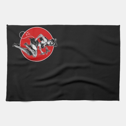 Herrliches Tätowierungs-Button herauf Geschirrtuch (Horizontal)