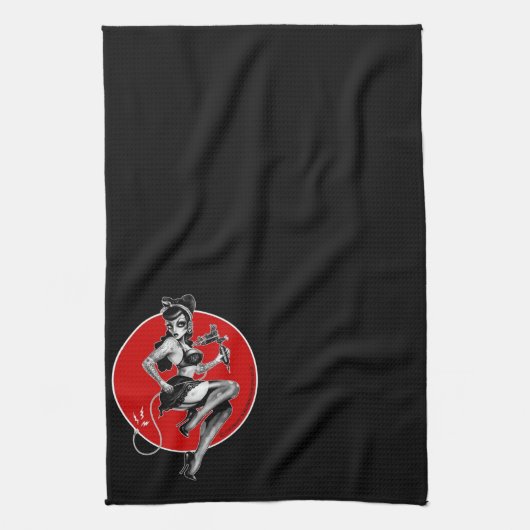 Herrliches Tätowierungs-Button herauf Geschirrtuch (Vertikal)