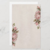 Herrliches Vintages rosa Rosen-Briefpapier Briefpapier (Vorne/Hinten)