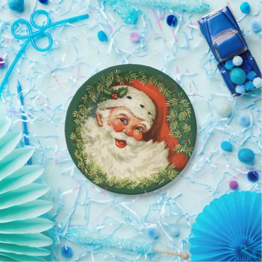Herrliches Vintages Weihnachtsmann-Bild Pappteller (Party)