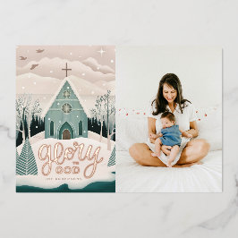 Herrlichkeit zu Gott | Religiöses Weihnachts-Gold- Folien Feiertagskarte