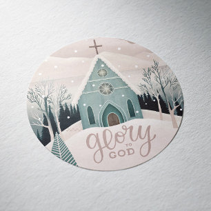 Herrlichkeit zu Gott   Weihnachtskirche Runder Aufkleber
