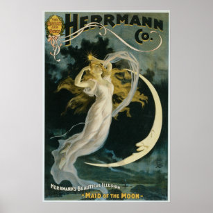 Herrmann ~ Maid of the Moon Vintag Magician Act Poster