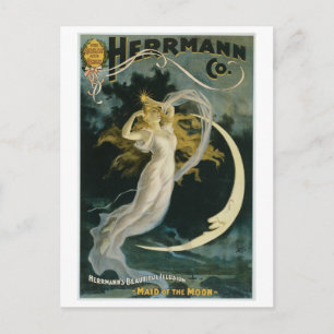 Herrmann ~ Maid of the Moon Vintage Zauberkünstler Postkarte