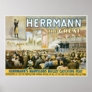 Herrmann The Great ~ Vintager Bullet Catching Act Poster