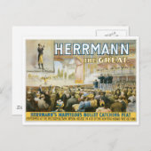 Herrmann The Great ~ Vintager Bullet Catching Act Postkarte (Vorne/Hinten)