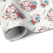 Herrn Claus, Rudolph, Poinsettias und Holly Geschenkpapier (Rolleneckpunkt)