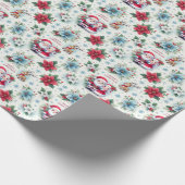 Herrn Claus, Rudolph, Poinsettias und Holly Geschenkpapier (Ecke)
