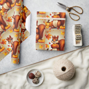 Herrn Eichhörnchen Herbst- und Erntedankfest-Gesch Geschenkpapier