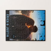 Herrn und Frau Foto Block Herz Jubiläumsname Puzzle (Horizontal)