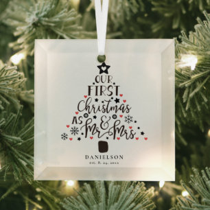 Herrn und Frau Frischvermählten Weihnachtsbaum Ornament Aus Glas