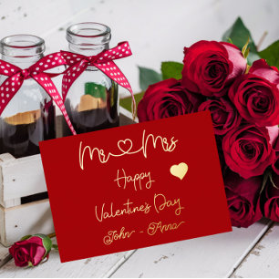 Herrn und Frau Frohes Valentinstag Folien Feiertagskarte