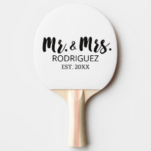Herrn und Frau Modern Brush Schrift Hochzeitstag-J Tischtennis Schläger