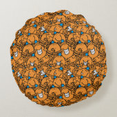 HerrTickle | orange Tickle-Muster Rundes Kissen (Rückseite)