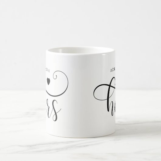Hers | Elegante Typografie und Herz Kaffeetasse (Mittel)