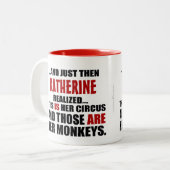 (Hers) Personalisierte Zirkus-Affen Zweifarbige Tasse (Vorderseite Links)
