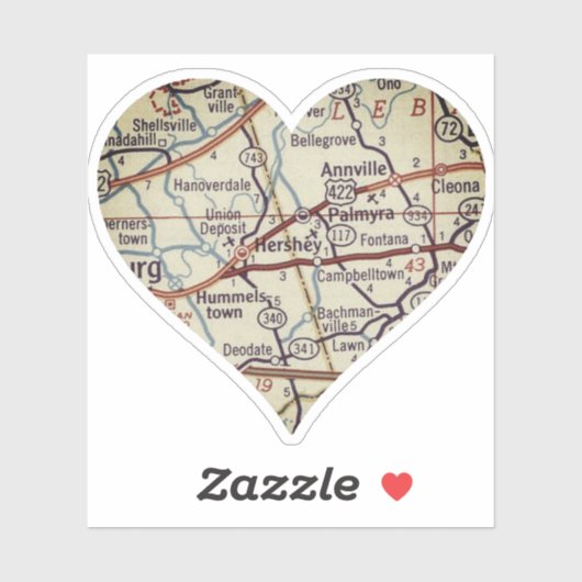 Hershey PA Vintag Map Aufkleber (Blatt)