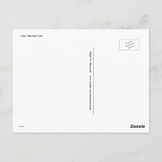 Hershey Train, Kuba Postkarte (Rückseite)