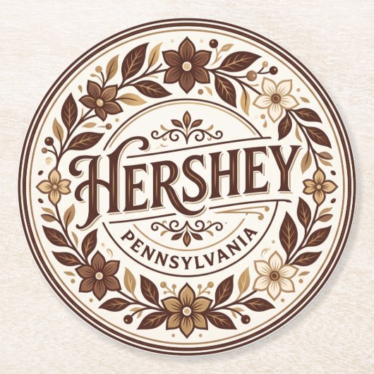 Hershey USA Runder Pappuntersetzer (Vorderseite)