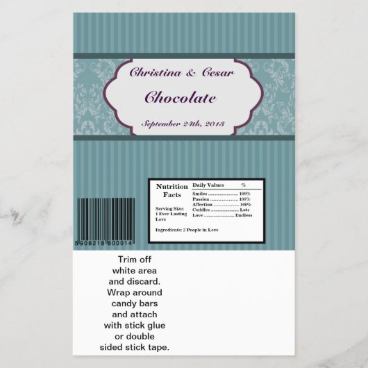 Hershey's Large Bar Wrapper Aquamarin Blue Damask/ Flyer (Vorne)