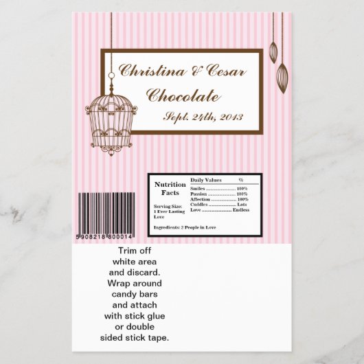 Hershey's Large Bar Wrapper Birdcage/Pink Stripes Flyer (Vorne)