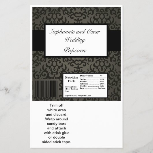 Hershey's Large Bar Wrapper Black and Gray Damask Flyer (Vorne)