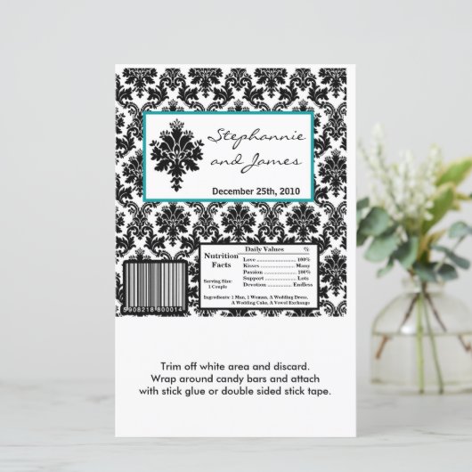 Hershey's Large Bar Wrapper Black Aquamarin Damask (Stehend Vorderseite)