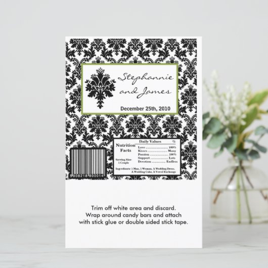 Hershey's Large Bar Wrapper Black Green Damask (Stehend Vorderseite)