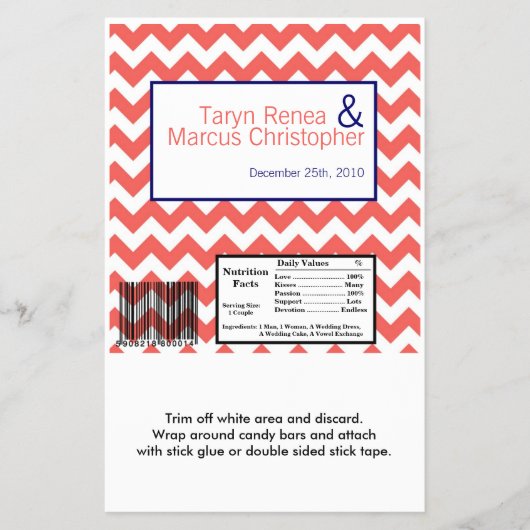 Hershey's Large Bar Wrapper Coral Navy Blue Chevro Flyer (Vorne)