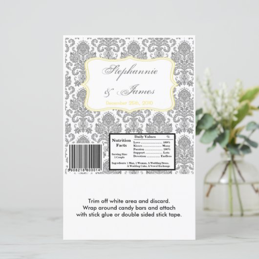 Hershey's Large Bar Wrapper Gray Yello Damask Lace (Stehend Vorderseite)