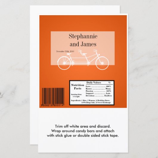 Hershey's Large Bar Wrapper Orange Double Bike (Vorne/Hinten)