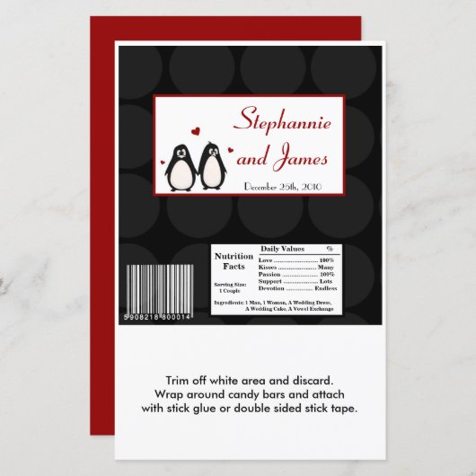 Hershey's Large Bar Wrapper Penguin Liebe Couple (Vorne/Hinten)