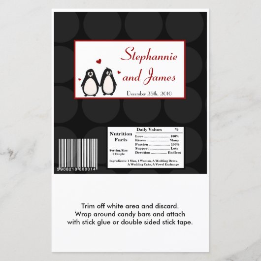 Hershey's Large Bar Wrapper Penguin Liebe Couple (Vorderseite)